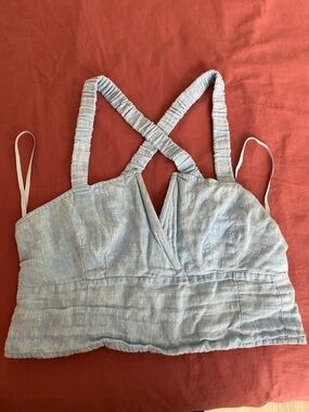 Anthropologie Powder Blue Crisscross Strappy Crop Camisole